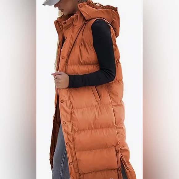 Ali Express Jackets & Blazers - Women's Orange Hooded Puffer Vest Super Warm Cozy and Trendy Sz Small